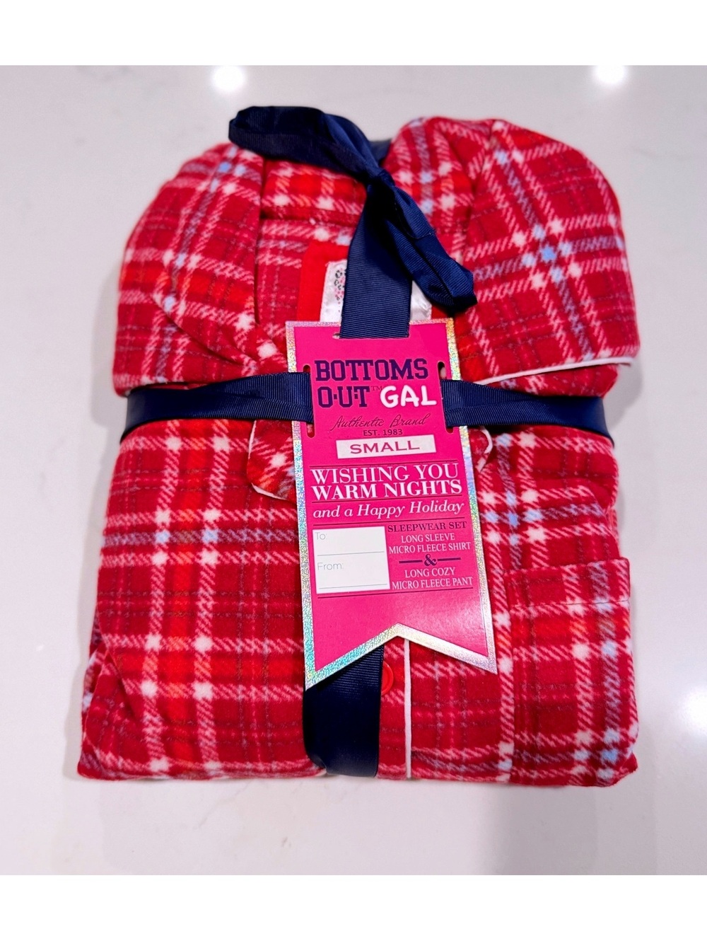 Bottoms Out Gal Micro Fleece Plaid Pajama Set Women Size L